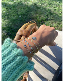 Evil Eye Paperclip Bracelet | 14K Two Tone Gold