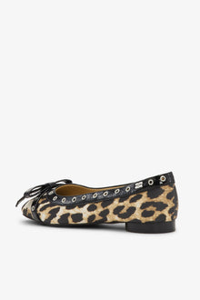 Eyelet Bow Ballerinas | Leopard Print