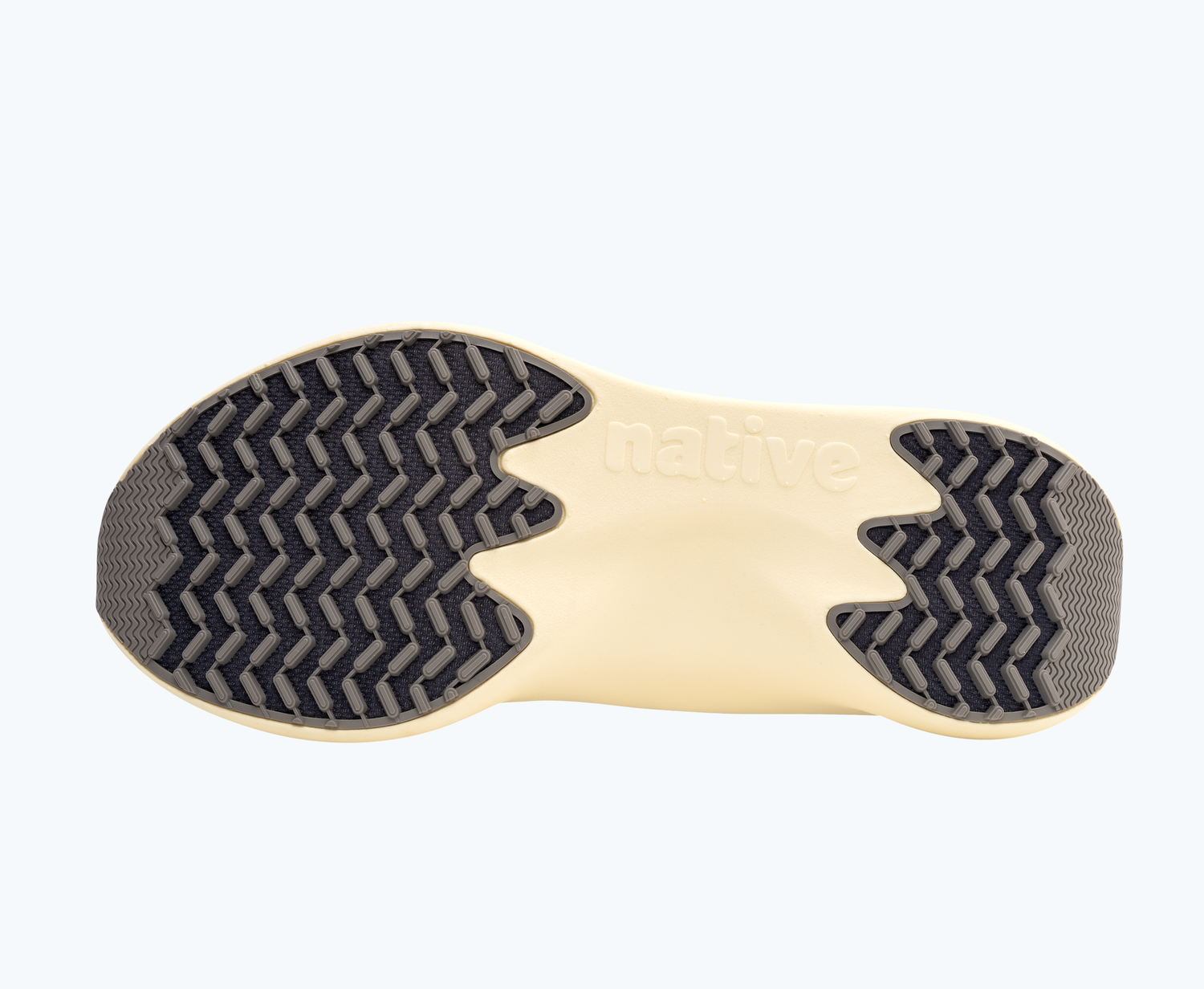 Bottom view of a Native Shoes Ap 10 | Ghost Grey/ Tapioca Off White Footwear