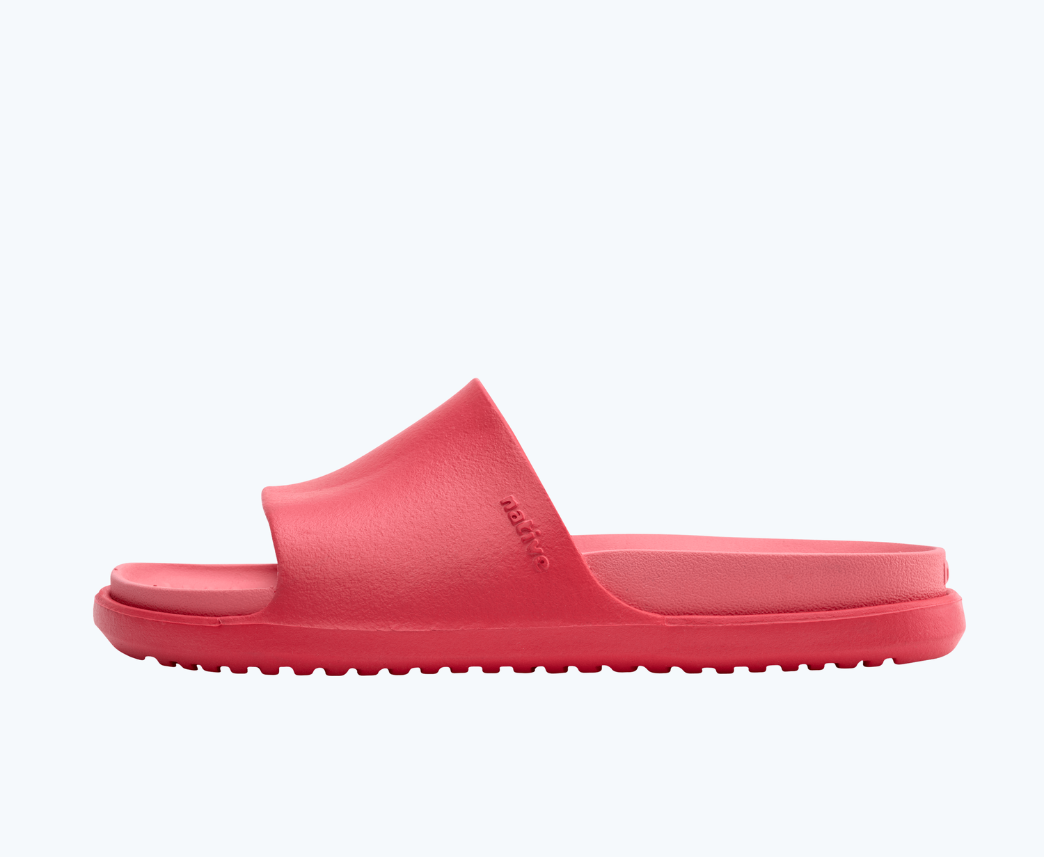Side view of a Native Shoes Adults Spencer Lx Wanderfoam | Popsicle Pink/ Flamingo Pink Footwear
