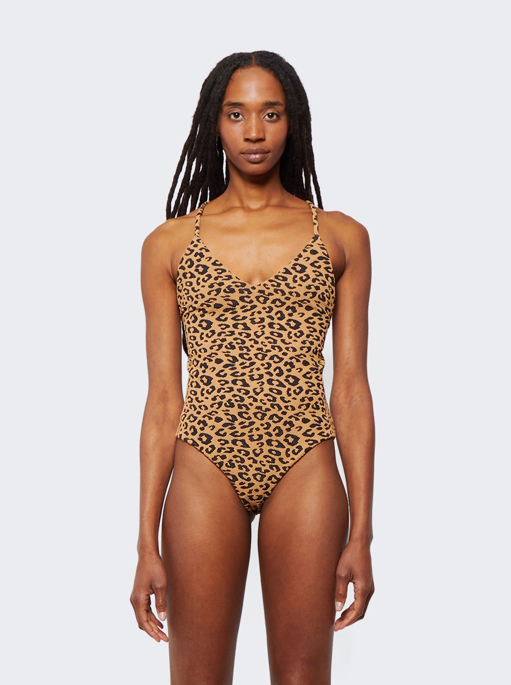 Women | Mara Hoffman | Emma Leopard One-piece Swimsuit | Black Brown