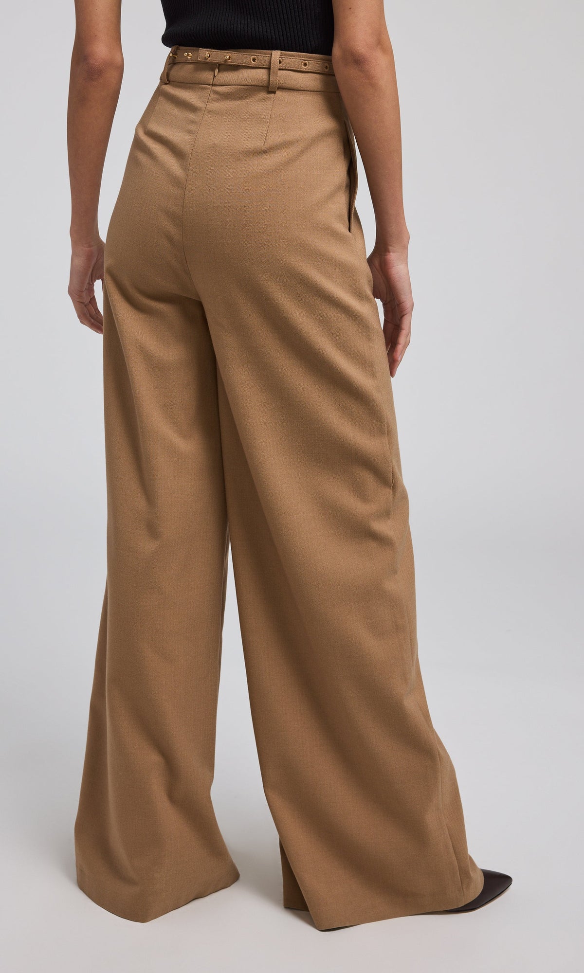Johanna Suiting Turn-Lock Belted Pants | Camel
