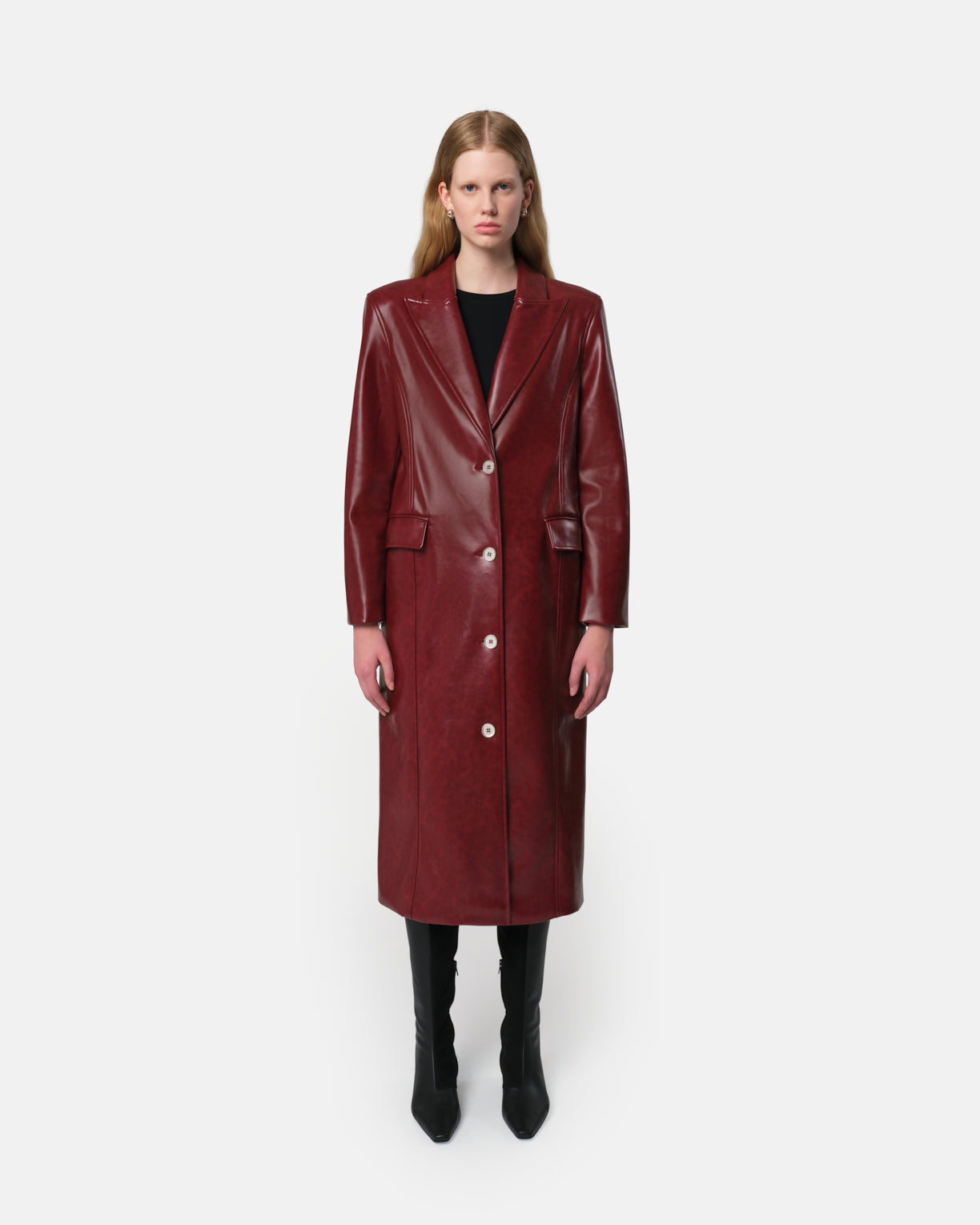 Women | Lauren Overcoat | Crimson