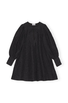 Jacquard Organza A-shaped Mini Dress | Black