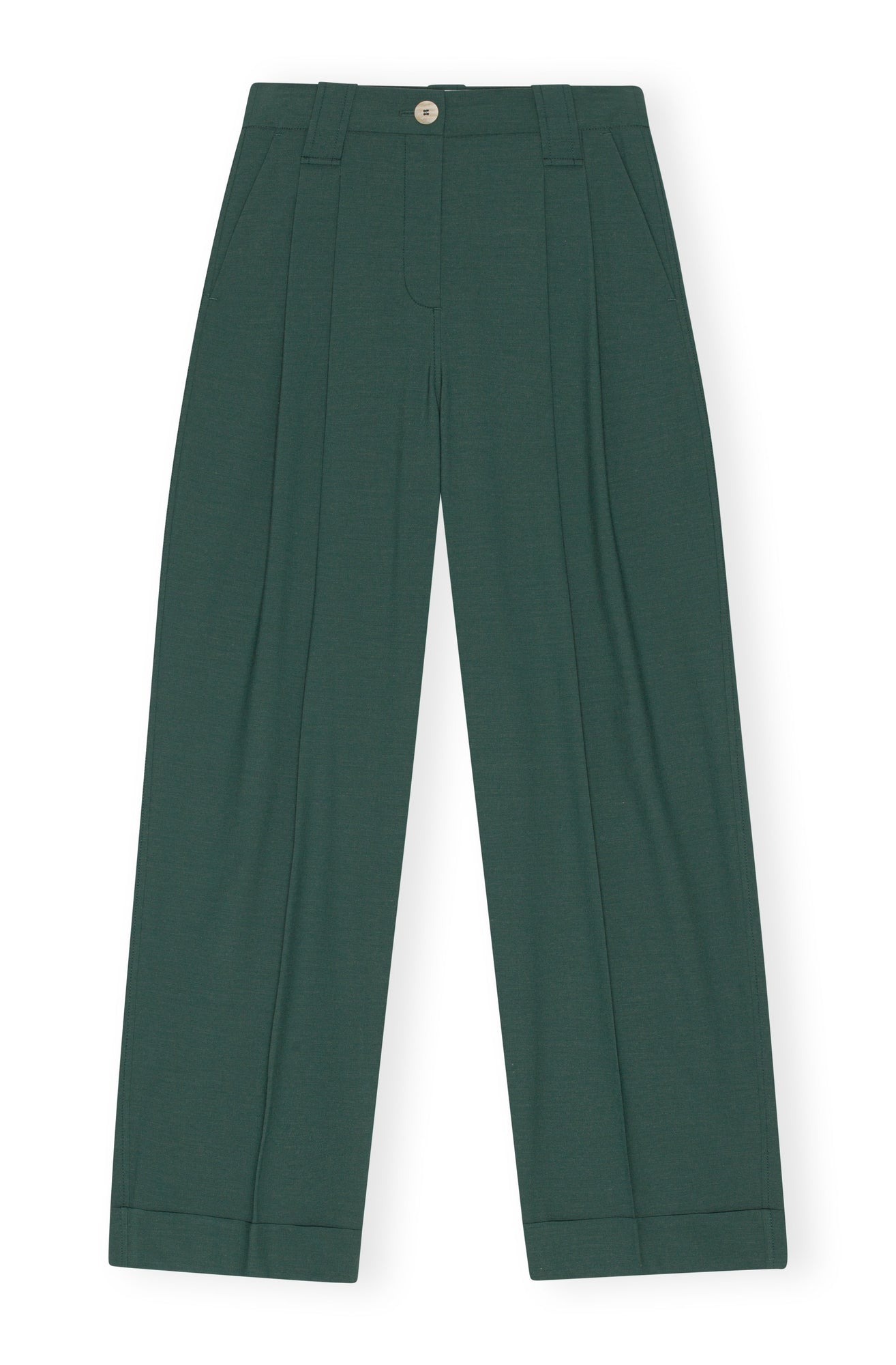 Drapey Melange Loose Mid Waist Pleat Pants | Trekking Green