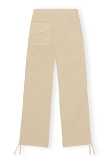 Washed Cotton Canvas Draw String Pants | Pale Khaki