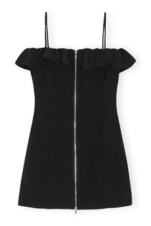 Bonded Crepe Strap Mini Dress | Black
