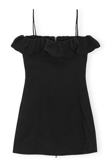 Bonded Crepe Strap Mini Dress | Black