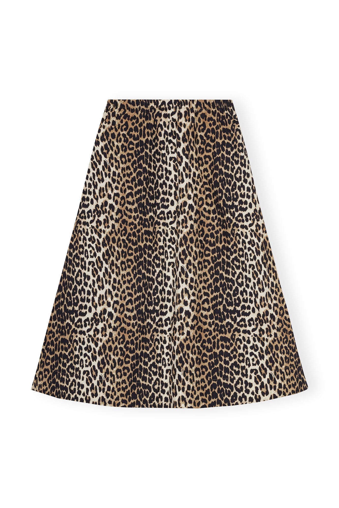Printed Cotton Elasticated Maxi Skirt | Leopard