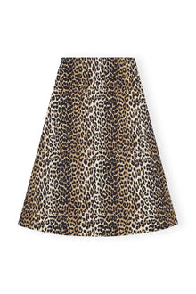 Printed Cotton Elasticated Maxi Skirt | Leopard