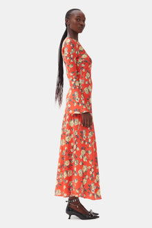 Printed Satin Maxi Dress | Poinciana