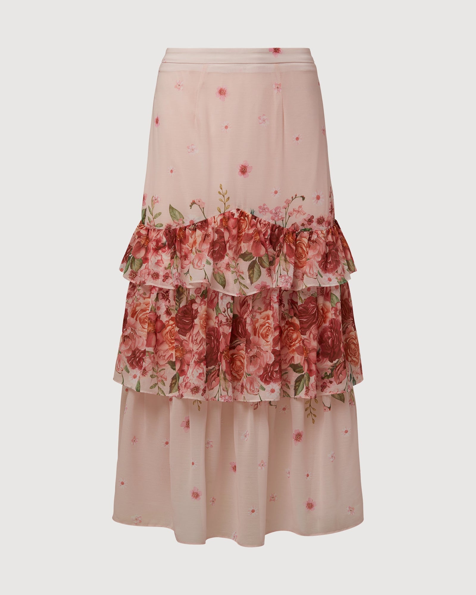 Tiered Midi Skirt | Peach Blush Floral Multi