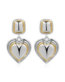 Two-Tone Heart Earrings | Silver/Gold