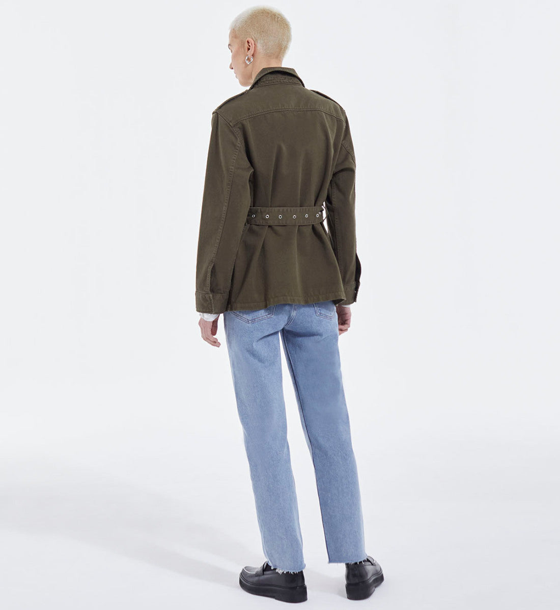 Denim Jacket With Belt | Women | Khaki