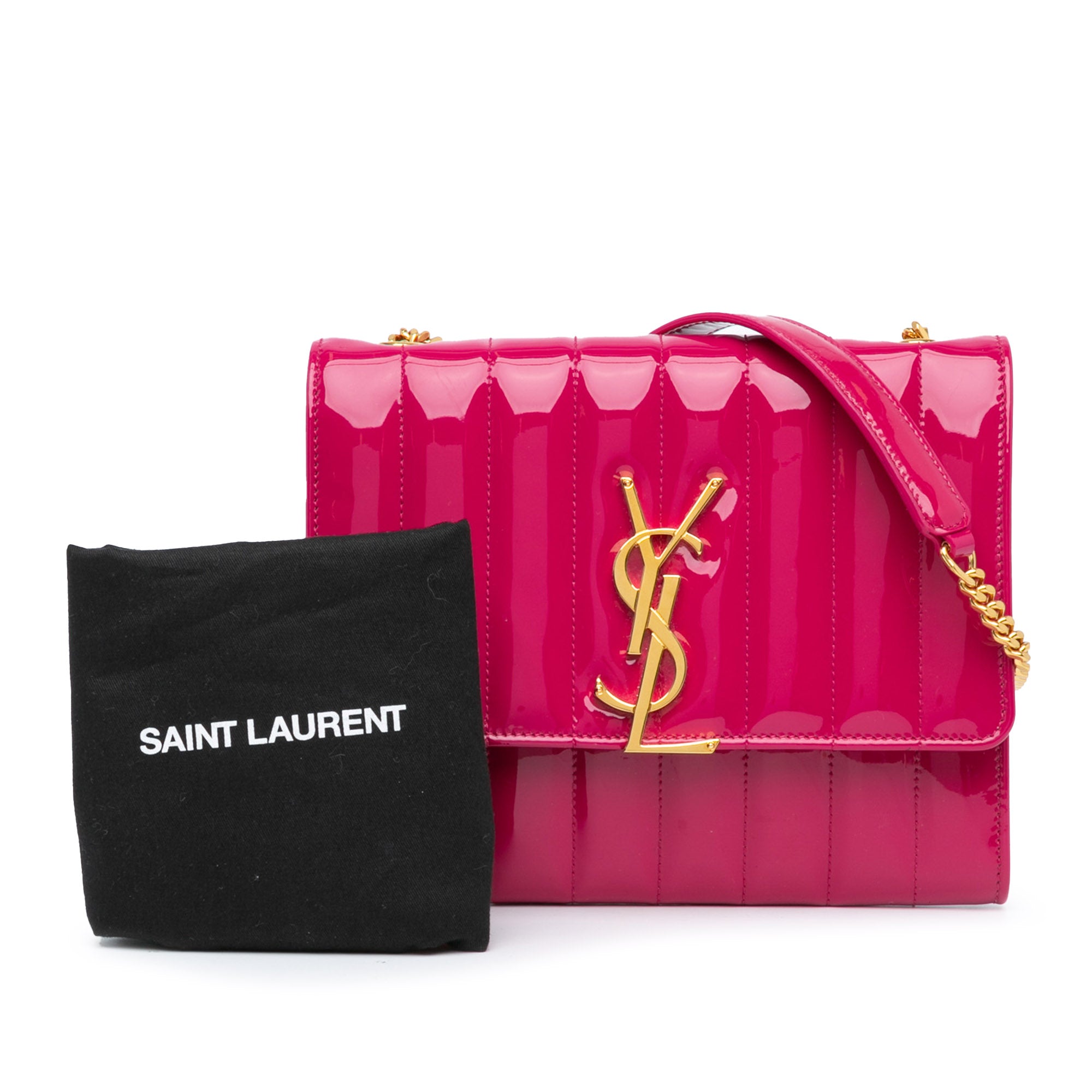 Saint Laurent | Pre-Owned Medium Patent Vicky Crossbody | Pink/Hot Pink
