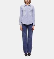 White Striped Shirt | Women | Blue Denim