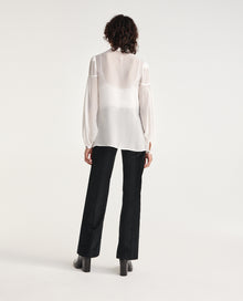 Loose V-Neck Buttoned Shirt | Women | Ecru