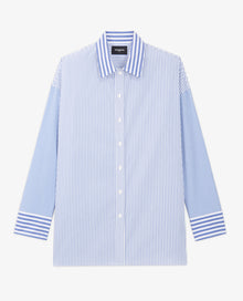 Straight-Fit Striped Formal Shirt | Women | Blue White