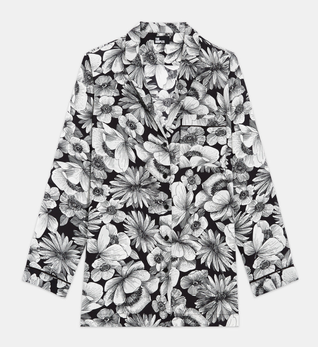 Floral Silk Shirt | Women | Black x White