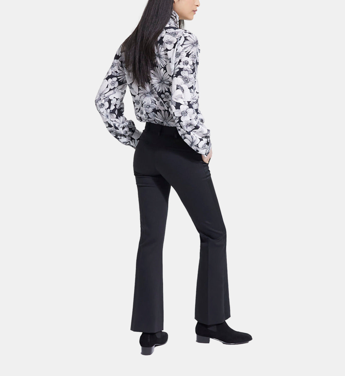 Floral Silk Shirt | Women | Black x White