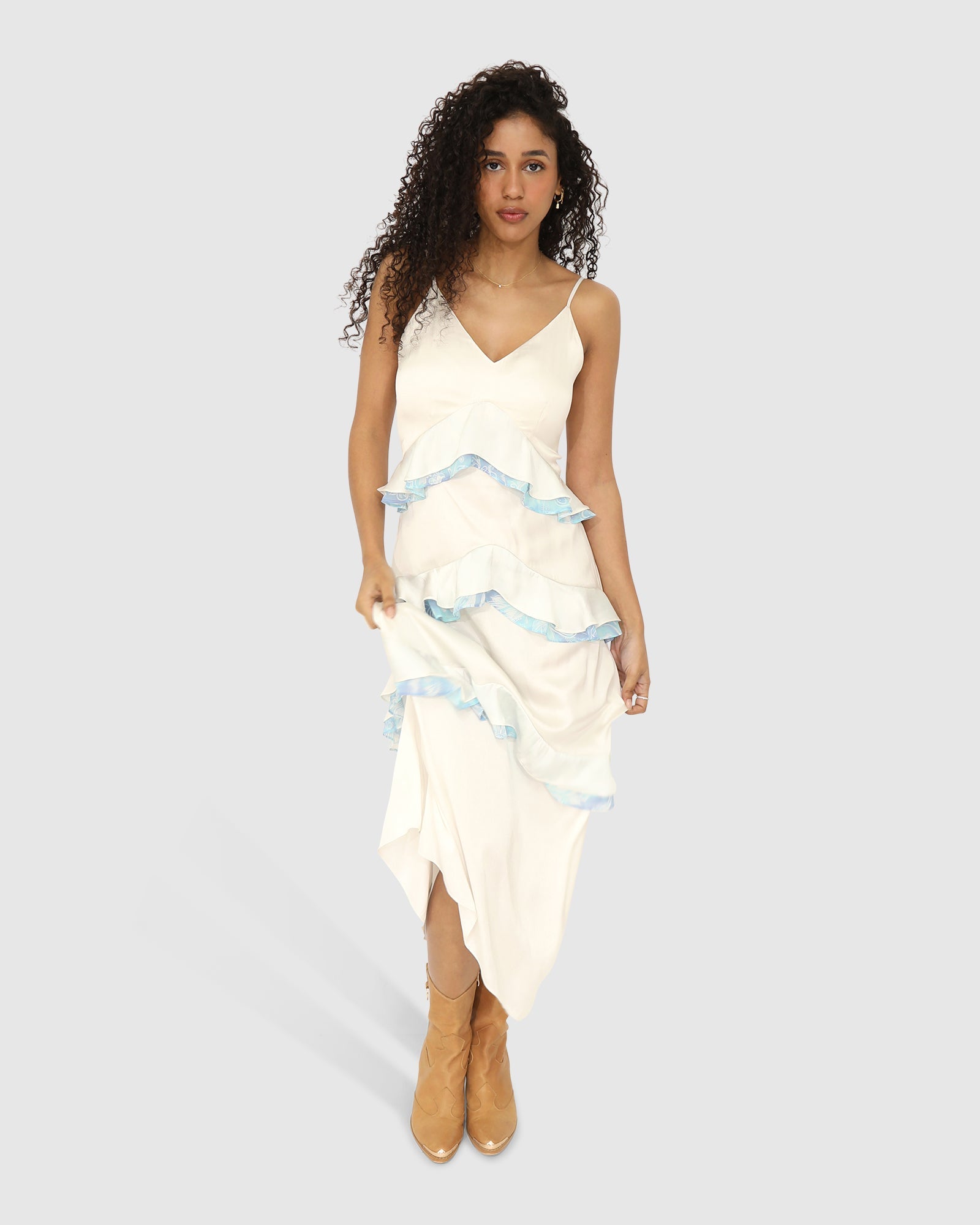 Women | Lovely Day Ruffle Maxi Dress | White