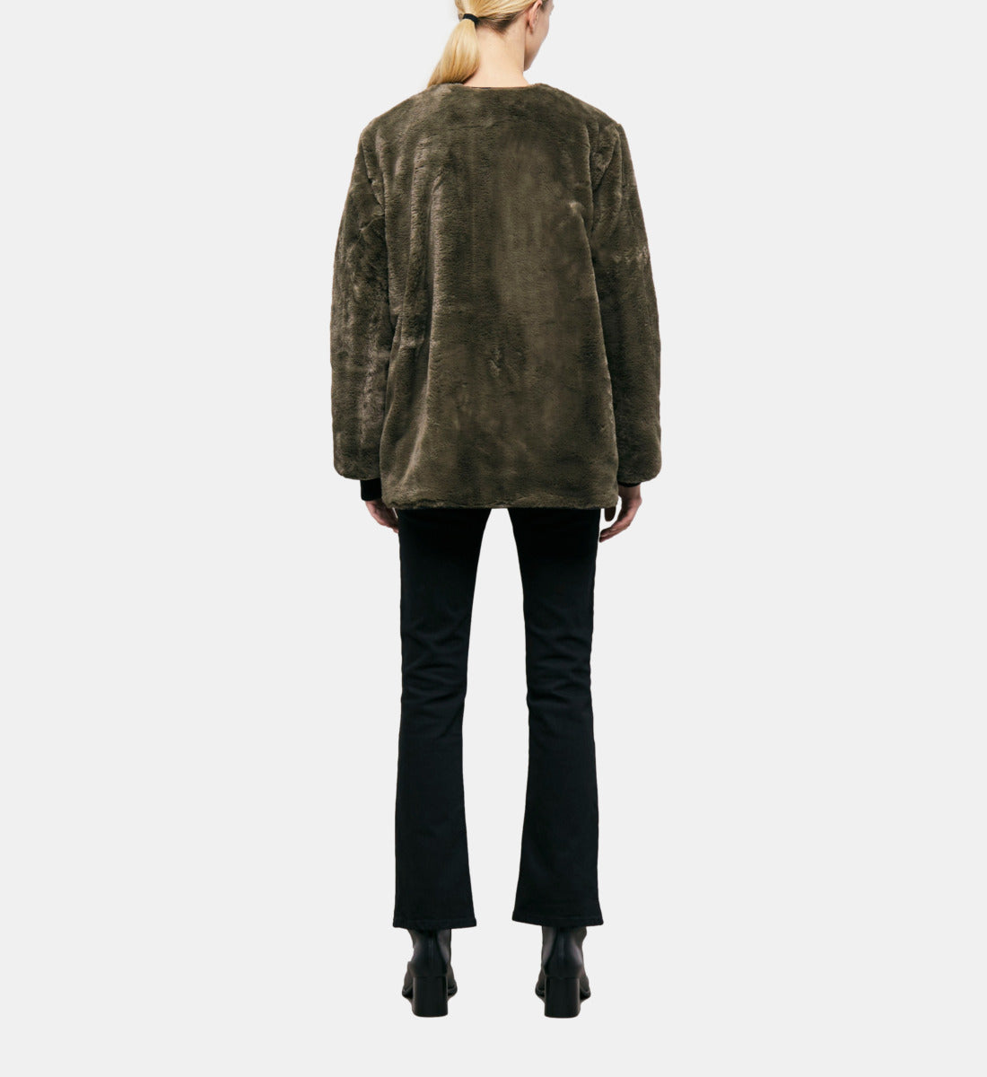 Khaki Reversible Faux Fur Jacket | Women | Algue