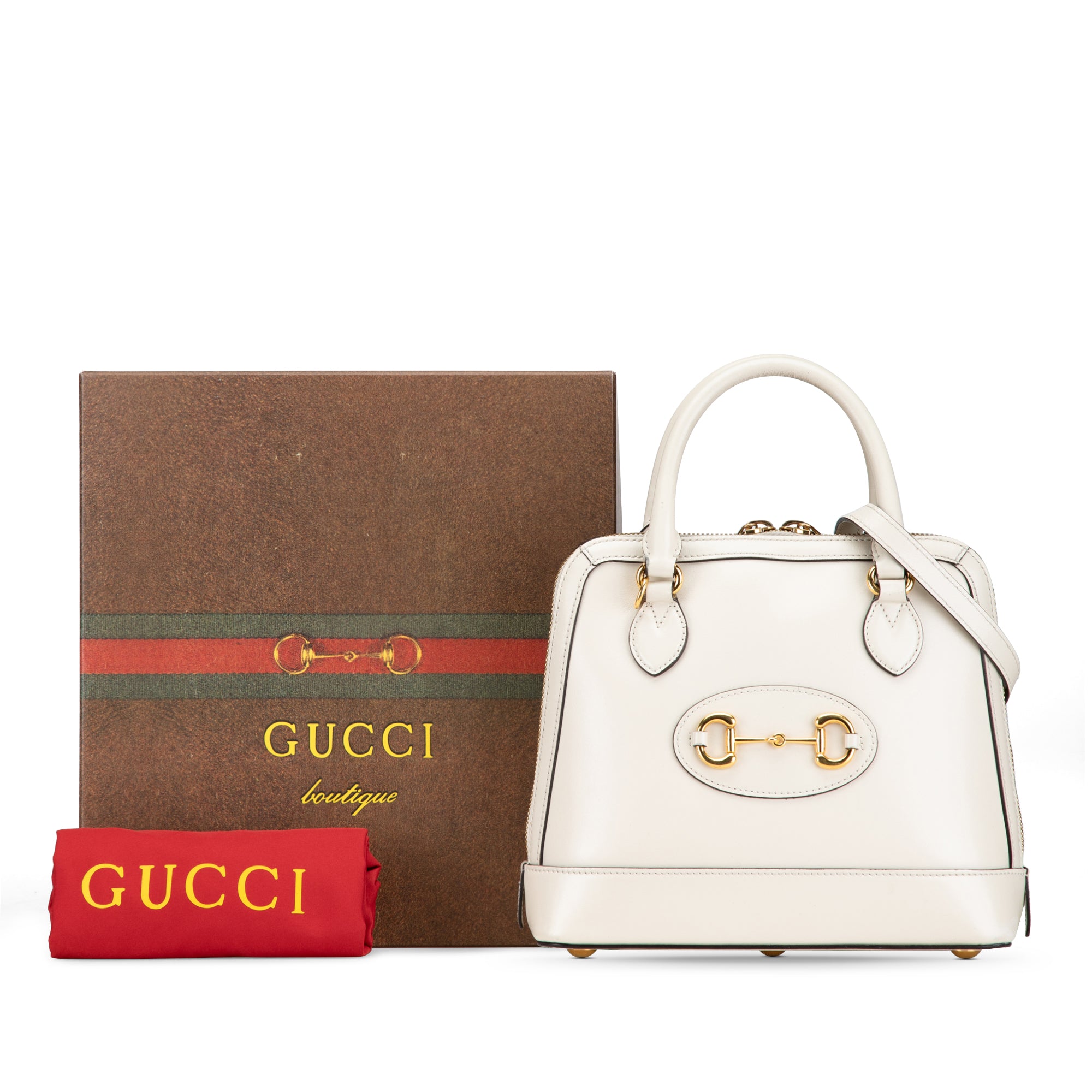 Gucci | Pre-Owned Small Leather Horsebit 1955 Satchel | White/Off White