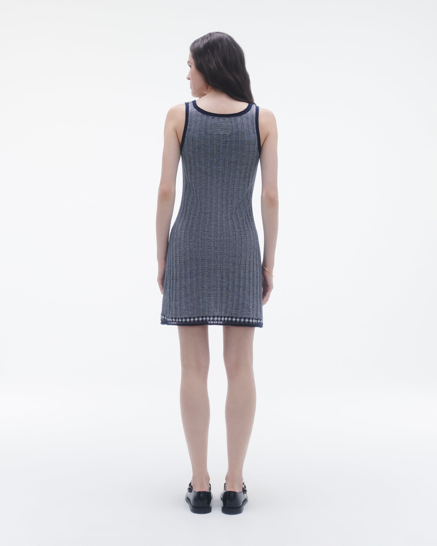 Womens | Fine Stripe Tank Dress | Midnight/Cream