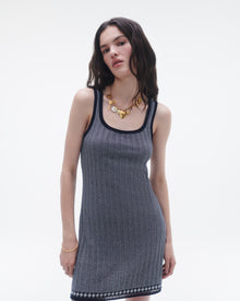 Womens | Fine Stripe Tank Dress | Midnight/Cream