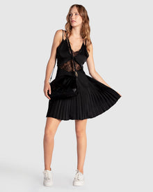 Women | Feel It Still Lace Trim Mini Dress | Black
