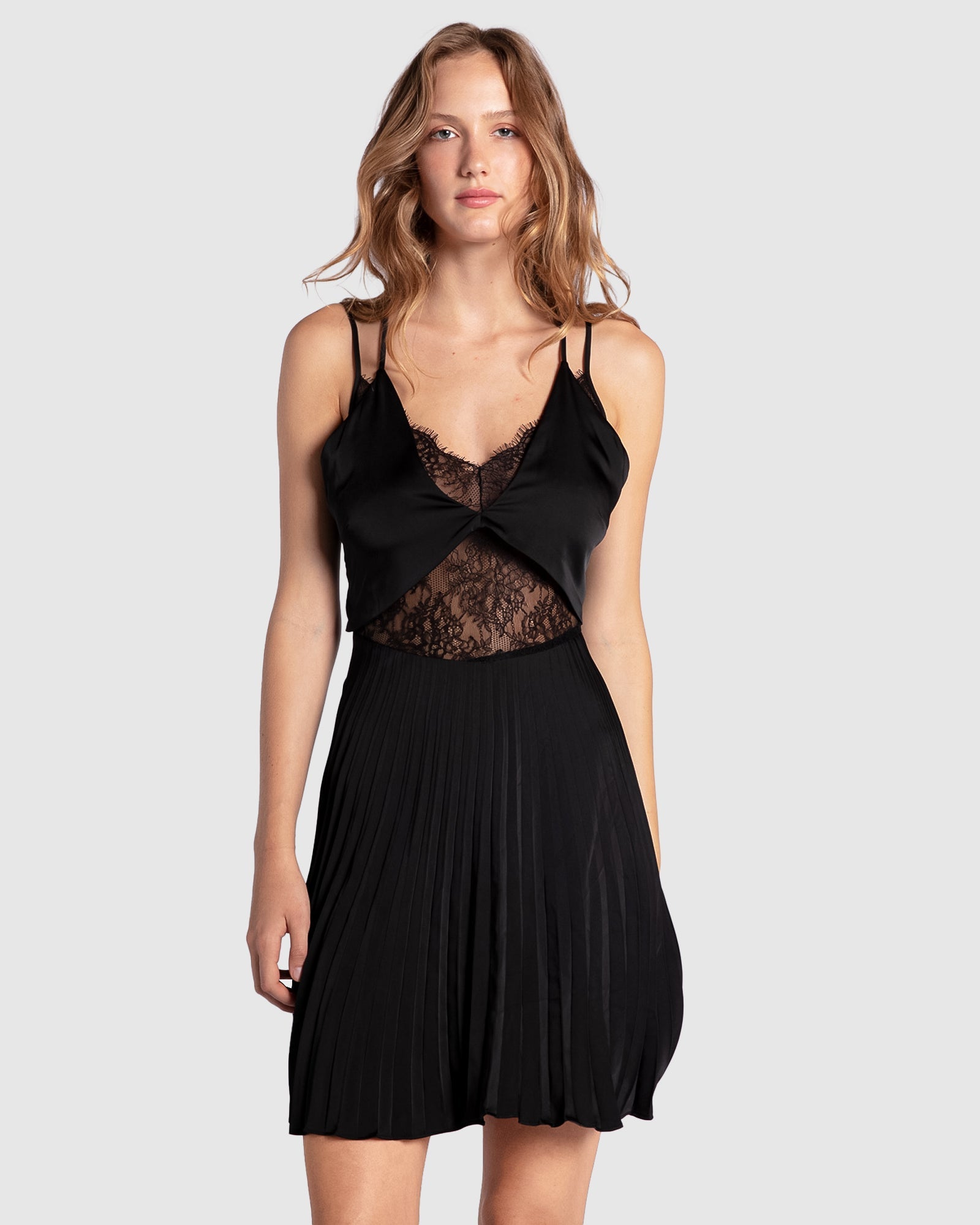 Women | Feel It Still Lace Trim Mini Dress | Black