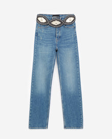 Cotton Jeans With Western Belt | Women | Blue