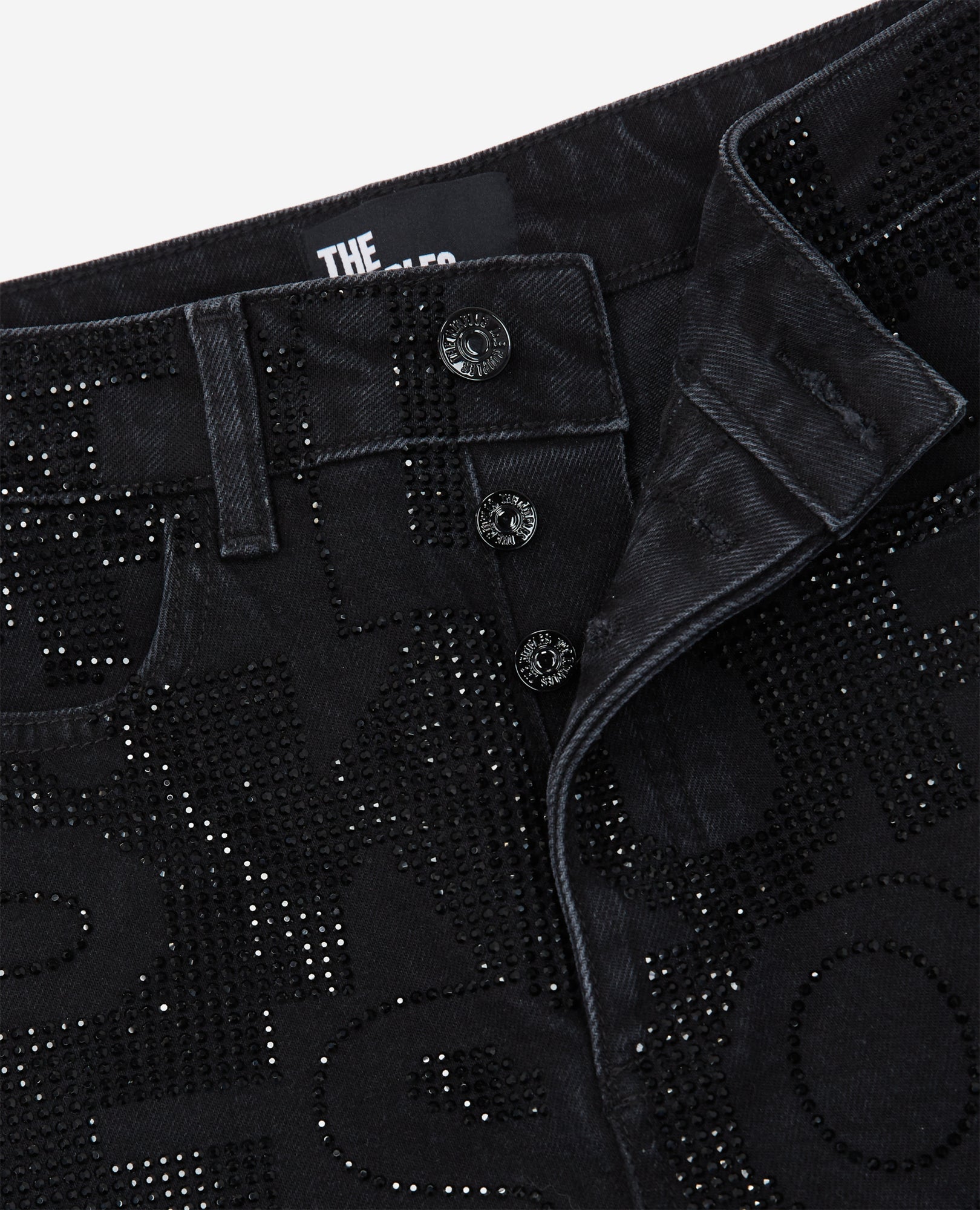 Logo Slim-Fit Jeans With Rhinestones | Women | Black Washed