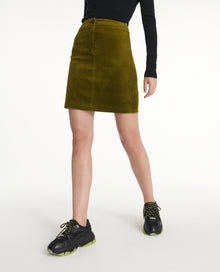 Short Buttoned Corduroy Skirt | Women | Dark Green