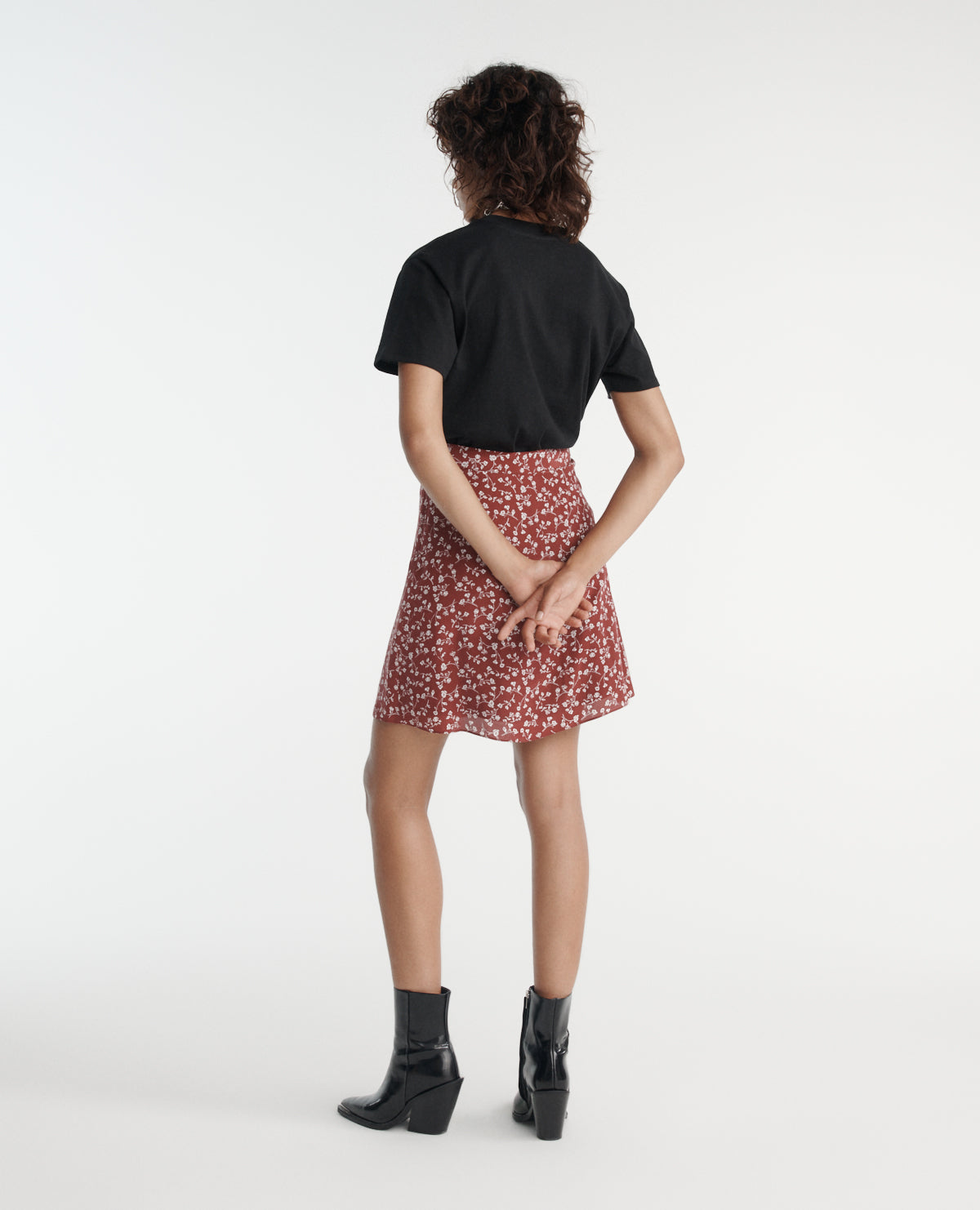 Flowing Short Skirt With Print | Women | Burgundy