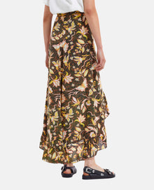 Asymmetric Floral Frilly Skirt | Women | Black