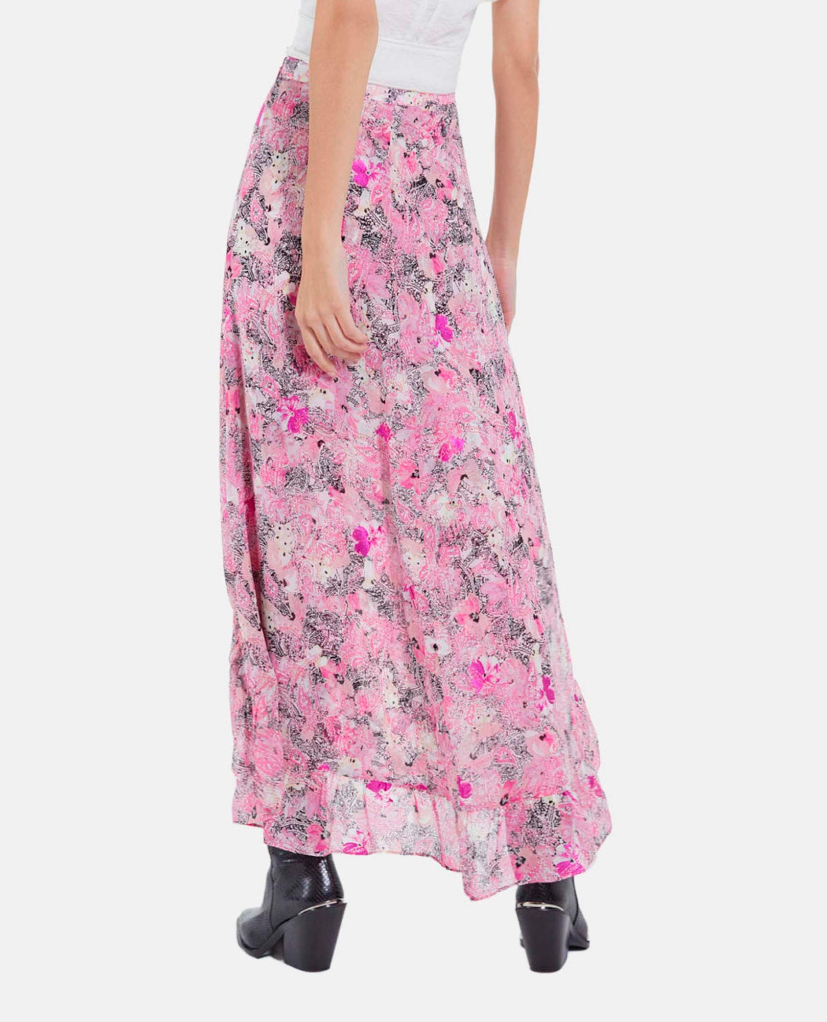 Flowing Long Skirt With Floral Print | Women | Pink