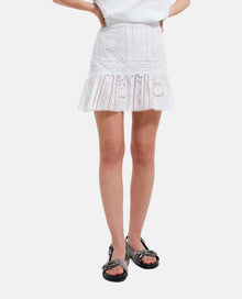 Short Cotton Formal Skirt W/ Embroidery | Women | White