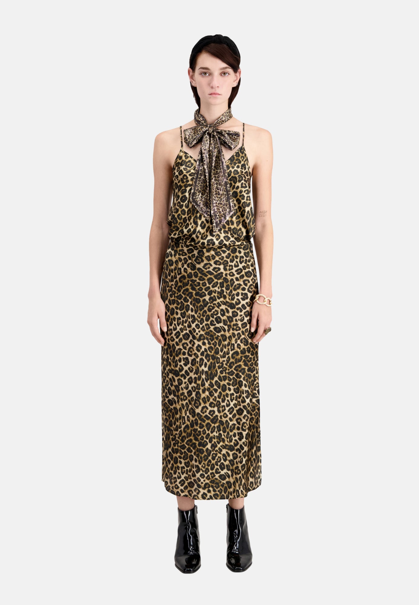 Long Print Silk Skirt | Women | Leopard