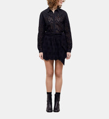 Short Skirt With Broderie Anglaise | Women | Black