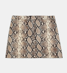 Snakeskin-Effect Leather Skirt | Women | Python Beige