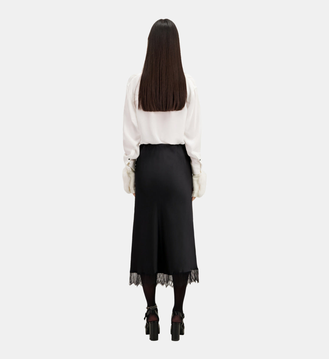 Long Skirt With Lace Details | Women | Black