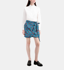 Short Printed Wrap Skirt | Women | Pink x Blue