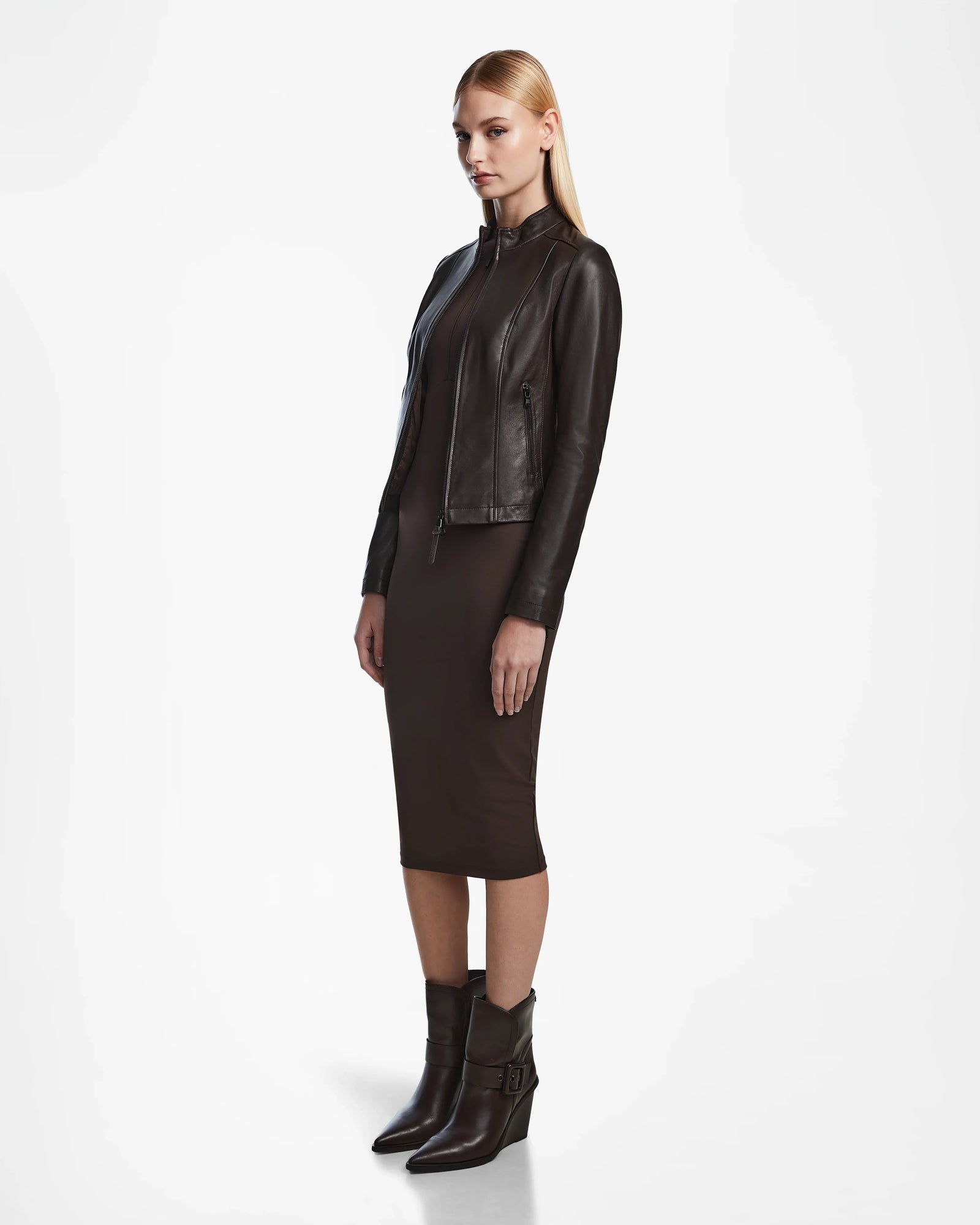 Women | MARIAH Leather Jacket | Espresso