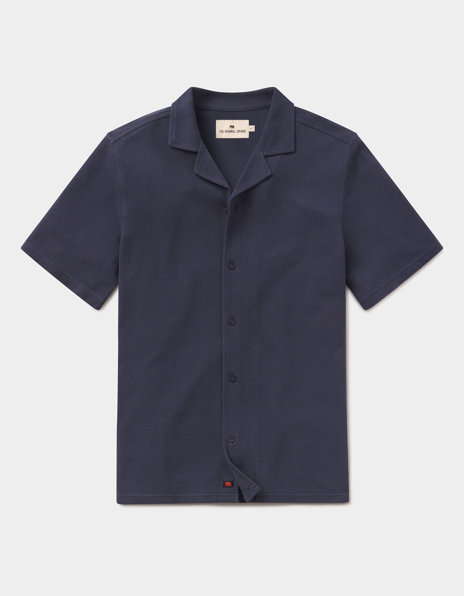Men | Cotton Pique Camp Shirt | Navy