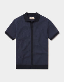 Men | Robles Knit Jacquard Button Up | Denim/Navy