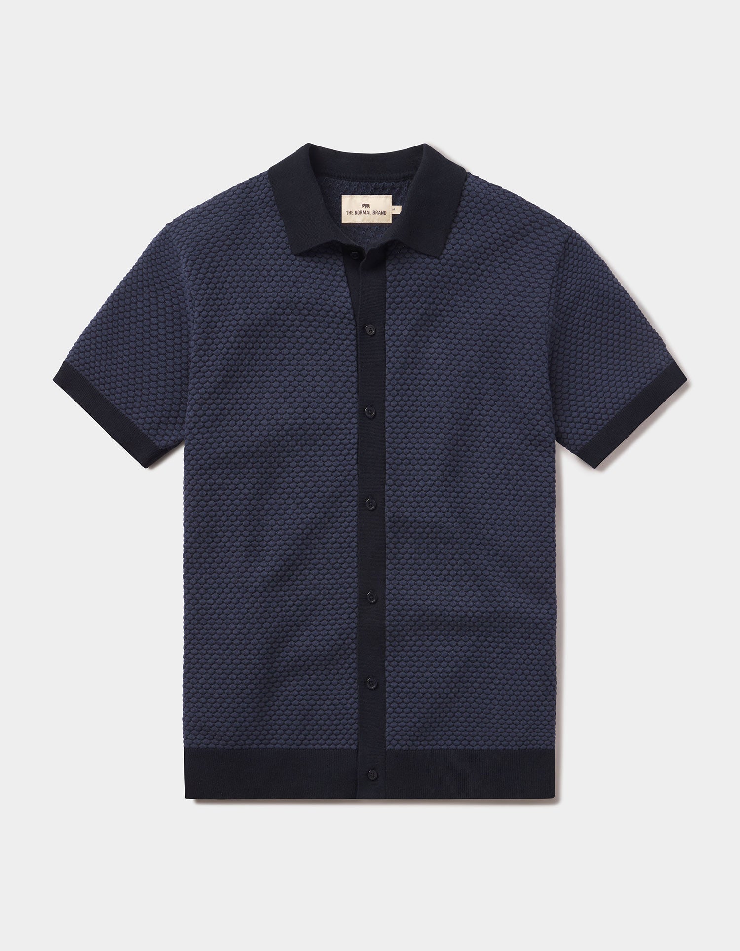 Men | Robles Knit Jacquard Button Up | Denim/Navy