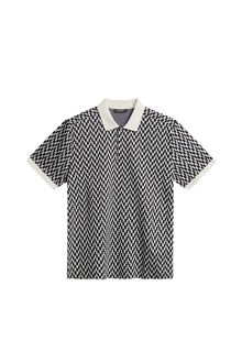 Devon Jacquard Polo in Bridge Stack Moonbeam by J.Lindeberg