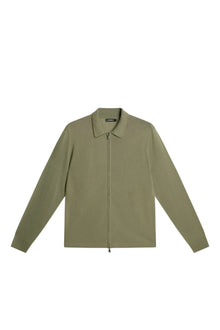 Nyle Light Merino Zip Cardigan in Oil Green by J.Lindeberg