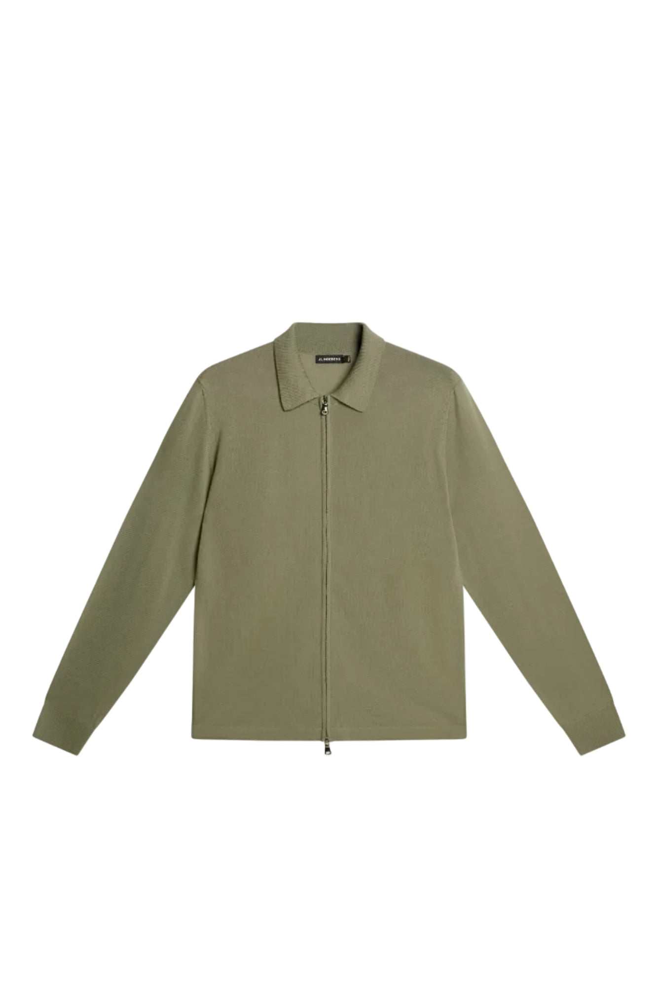 Nyle Light Merino Zip Cardigan in Oil Green by J.Lindeberg